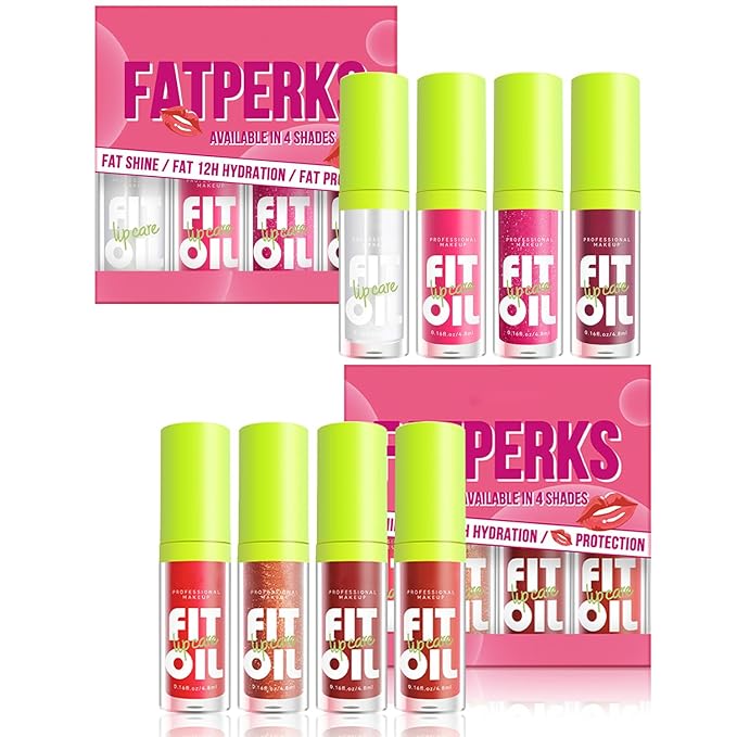 8 Colors Lip Oil Lip Glaze, Big Brush Head Hydrating Lip Glow Oil, Transparent Toot Tinted Nourishing Long Lasting Repairing Lightening Lip Lines (Set A+ Set B)