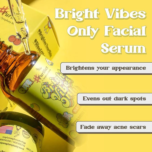 Purifect Bright Vibes Only Vitamin C Facial Serum with Vitamin E Oil, Vitamin C Serum Brightens Young Skin, Prevents Sun Damage, Skin Brightening Serum for Youthful Complexion 30ml