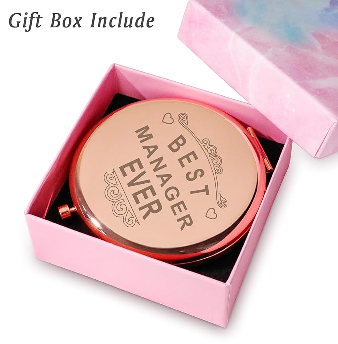 Manager Gifts for Women, Appreciation Gifts for Manager, Best Manager Ever Gifts, Personalized Compact Mirror for Retirement