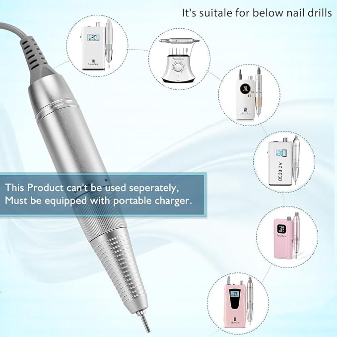 (Need Portable Host) Updated Handpiece for AZ GOGO-102 Nail Drill Machine Part, AZ GOGO 30000 RPM Portable Nail Drill - for Updated 2 Jack Host