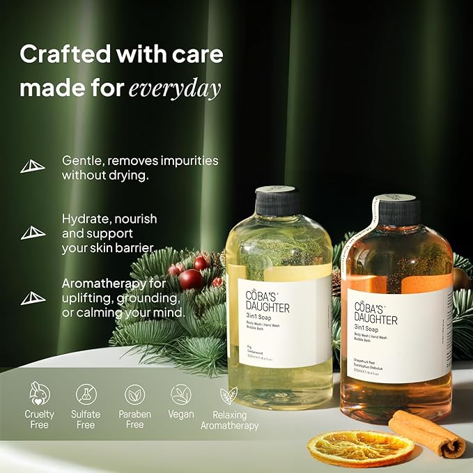 COBA’S DAUGHTER Luxury Spa Gift Set – 7-Piece Bath & Body Set with Rattan Case, Body Wash, Bubble Bath & Scrub – Premium Holiday, Birthday, housewarming, bridal shower & Self-Care Gift