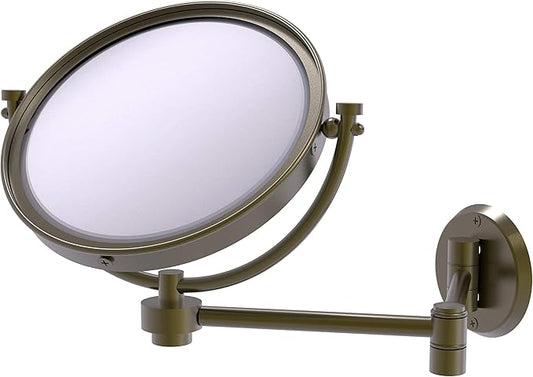 Allied Brass WM-6/3X 8 Inch Wall Mounted Extending 3X Magnification Make-Up Mirror, Antique Brass