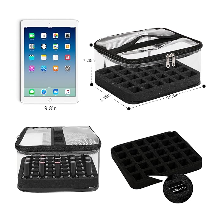 Beloving Nail Polish Organizer Bag Holds 30 Bottles (15ml/0.5 fl.oz) Portable Supplies Organizer Handbag for Manicure Tools, Portable Nail Supplies Kit Organizer Carrying Case (Black)