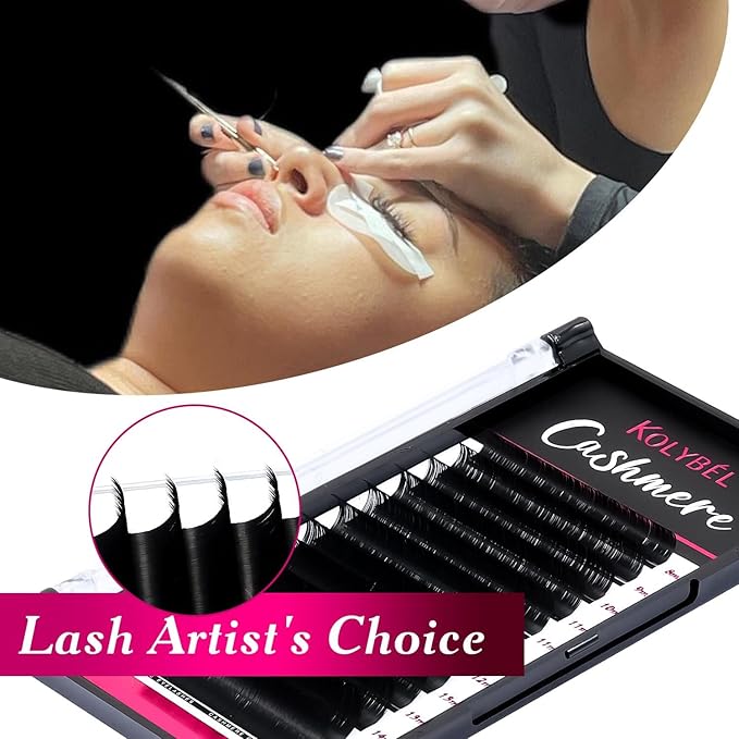 Cashmere Eyelash Extensions 0.05 D Curl 12mm Single Tray Premium Individual Lash Extensions, Silk Volume & Classic Lashes Soft Matte Dark Professional Eyelashes Extension Salon Use(0.05-D-12mm)