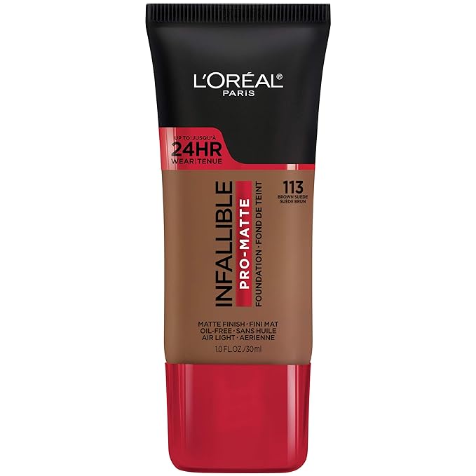 L'Oreal Paris Cosmetics Makeup Infallible Pro-Matte Liquid Longwear Foundation, Brown Suede, 1 fl oz.