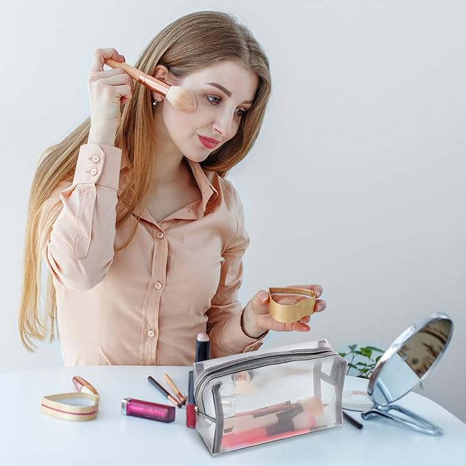 6 Pieces Mesh Makeup Bags Mesh Cosmetic Bag Portable Travel Organizing Zipper Pouch Toiletries Makeup Pouches for Home Office Travel Accessories (Chic Colors)