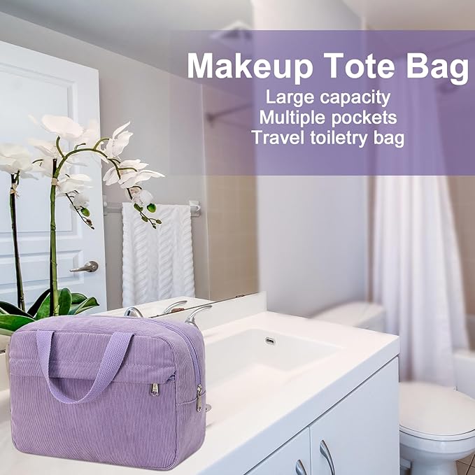 Makeup Bag for Women Cosmetic Bag Large Make Up Organizer Travel Toiletry Bags Waterproof Zipper Tote Pouch Purse for Girls