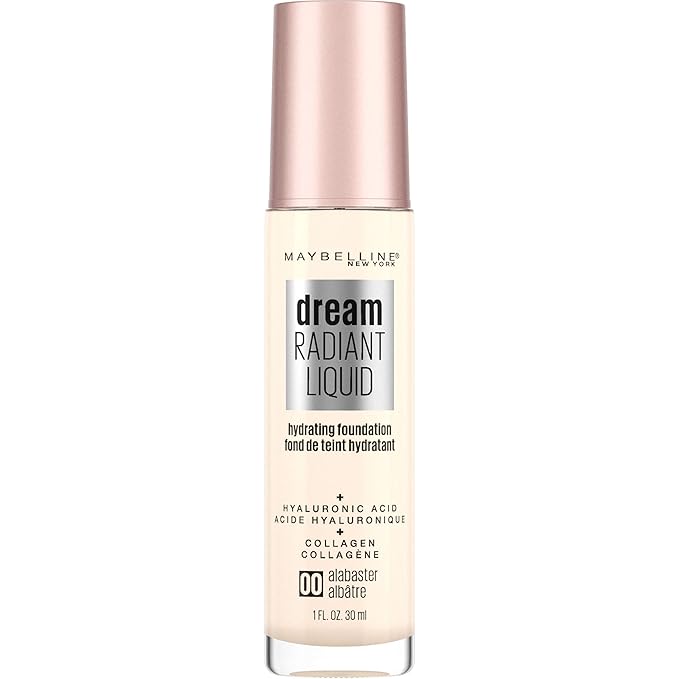 Maybelline New York Dream Radiant Liquid Medium Coverage Hydrating Makeup, Lightweight Foundation, Alabaster, 1 Fl Oz
