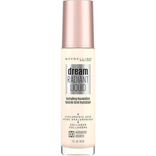 Maybelline New York Dream Radiant Liquid Medium Coverage Hydrating Makeup, Lightweight Foundation, Alabaster, 1 Fl Oz