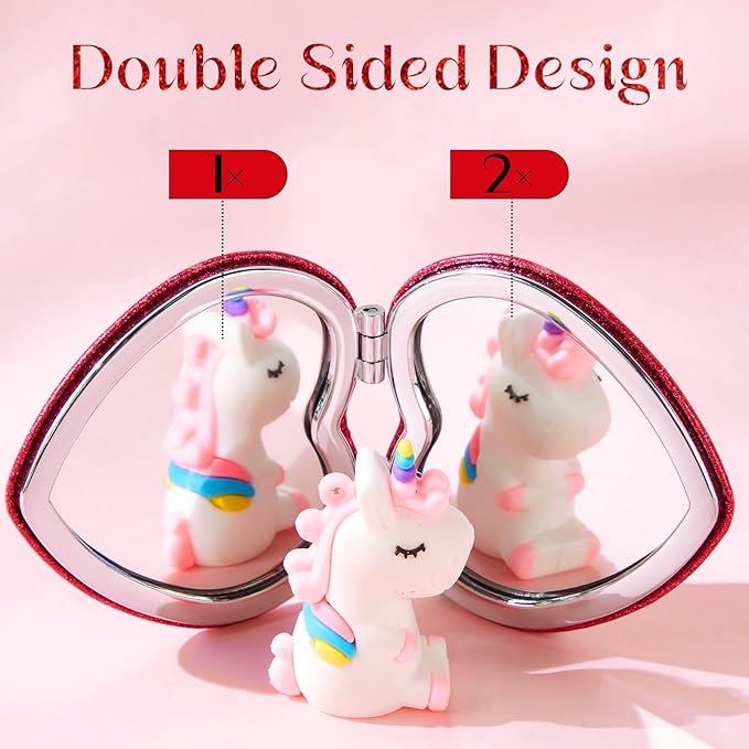Geelin 3 Pcs Gifts for Mom from Daughter Son Best Mom Gifts Heart Compact Mirror Travel Magnifying Vanity Portable Mini Makeup Pocket Mirror Double Sided with Glitter for Women Birthday Mother's Day
