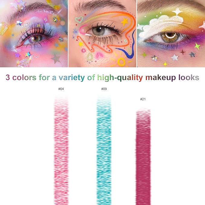 3 Colorful Eyeliner Pen Set, Eye Shadow Pencil, Pearl Eyeliner Kit Metallic Glitter Eye liner Pencil for Women Eye&Lip Liner Professional Eye Makeup Set Colorful Eye Color (3PCS B)