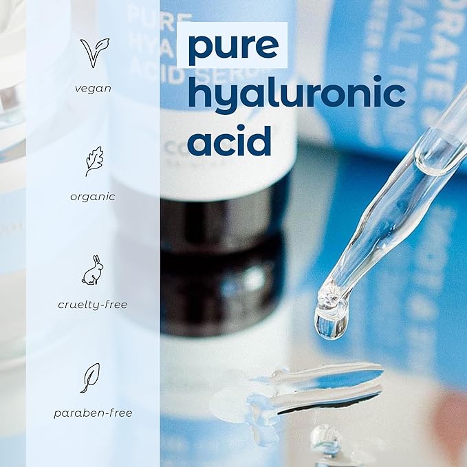 Hyaluronic Acid Serum for Skin 100% Pure Anti Aging Serum Intense Hydration Moisture Non greasy Paraben free, Wrinkle Reducing and Brightening Serum (Pro Formula) 2oz