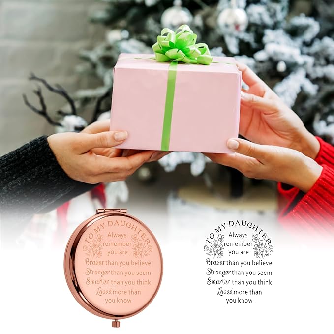 Back to School Gifts for Girls Birthday Gifts for Daughter from Mom Dad Inspirational Compact Mirror First Day of School 2025 Graduation Gift for Her Teens First Communion Confirmation Baptism