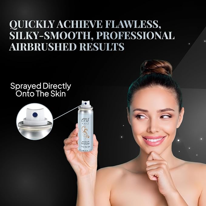 ERA Rayz spray on bronzer (3 By The Sea, 1.5 oz) - airbrush makeup, everyday, buildable, professional aerobrush cosmetics by Era Beauty