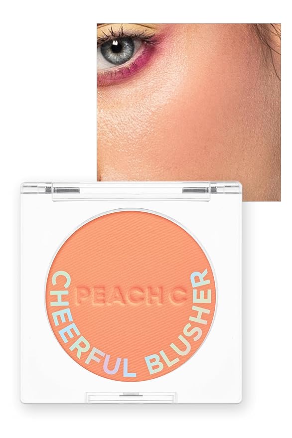 PEACH C Cheerful Blusher - Orange Blush for Cheeks - Korean Makeup Creamy Powder - Fine Pigmented Compact Make Up (04 Carrotful, 0.14 oz)