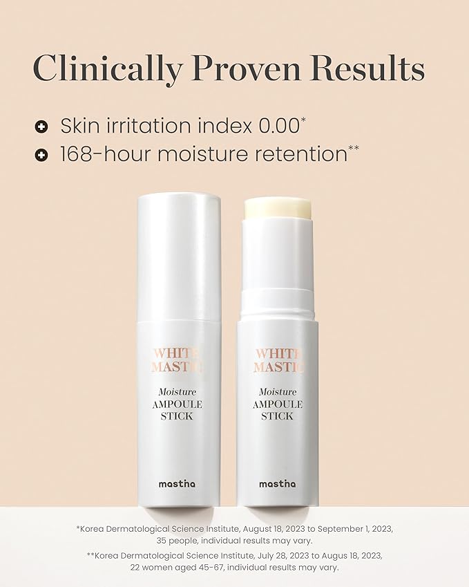 MASTINA White Mastic Moisture Ampoule Stick 0.35oz Wrinkle Reduction Elasticity Moisturizing Radiance Multi Balm Korean Skin Care Serum Stick for Face Lips Eyes Neck Vegan Collagen