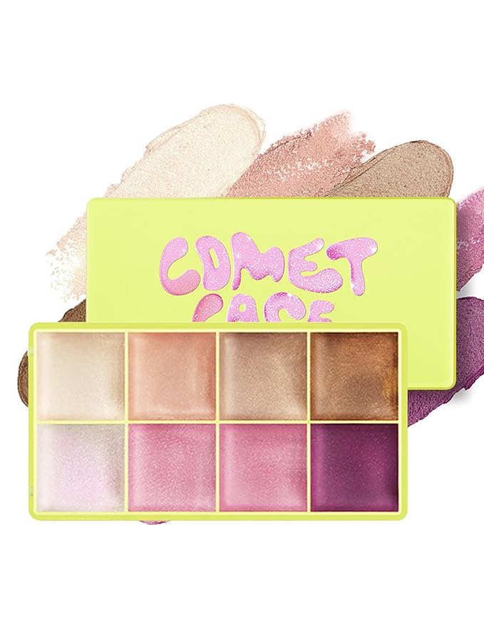 8-Color Cream Highlighter Palette for Older Woman – Suitable for Dry and Mature Skin, Lightweight & Waterproof Face Highlighter for a Luminous Glow, Makeup Palette for Contour, Highlighting & Strobing