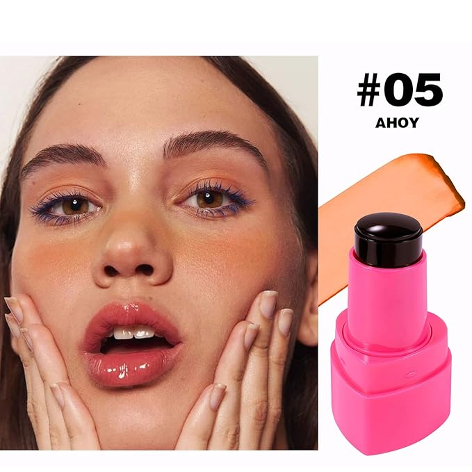 Cooling Water Jelly Tint Blush, Multi-Use Love Blush Tint Stick, Sheer Lip & Cheek Stain Makeup Stick, Moisturizing Buildable Bouncy Jelly Texture, Cruelty Free (05#, 0.32oz)