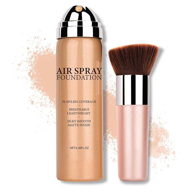 Flawless AirBrush Foundation High Coverage Foundation Smooth Creamy Matte Spray Foundation Makeup Kit For Mature Skin With Natural Nude Finish #Natural Color