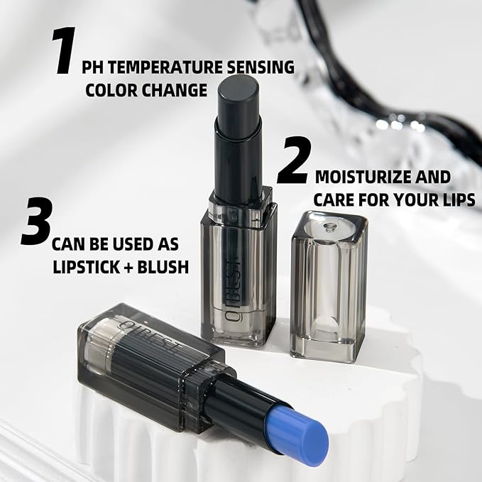 2PCS PH Adjusting Lip & Cheek Tint, Temperature Color Change Instaph Lipstick Lip Stain, Hydrating & Long-Lasting, Natural Glow Blush & Lip Color, Buildable, Non-Sticky, Moisturizing Lip & Cheek Stain