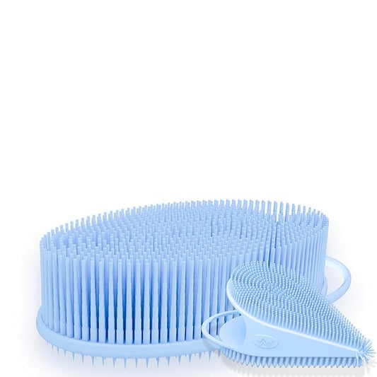 Avilana Style 2 Silicone Body Scrubber (Blue) + Gentle Face Scrubber (Blue) | Quick-Dry, Hygienic Shower Set for Daily Full-Body Cleansing, Exfoliation & Smooth Skin