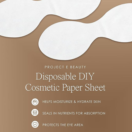 100pcs Disposable DIY Non-Woven Eye Mask Paper by Project E Beauty | DIY Cotton Eye Care Mask | for Skincare & Spa Salon Use | Cosmetic Facial Paper for Toner, Serum, or Lotion (100, Eye Shaped)