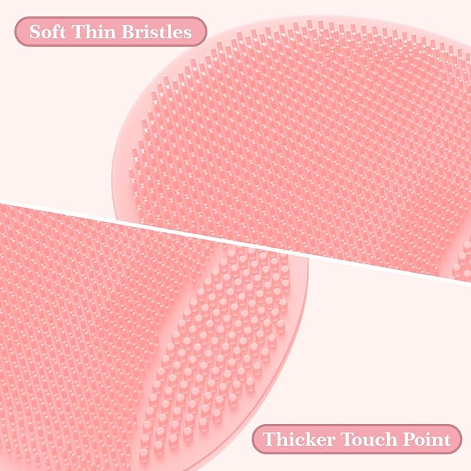 Manmihealth Soft Silicone Face Scrubber Exfoliator 2 Pack,Silicone Handheld Manual Facial Cleansing Brush, Face Washing Pad for Pore Cleansing Blackhead Removing Massaging (Black+Pink)
