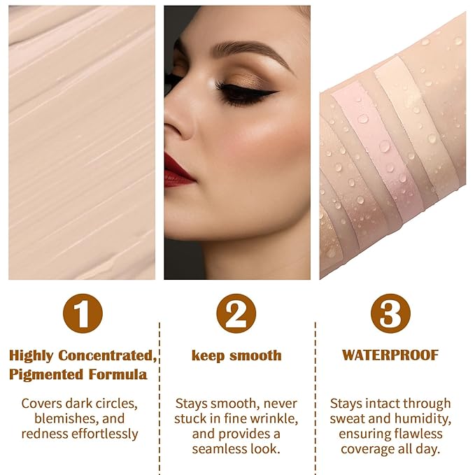 UCANBE Stay-Put Full Coverage Concealer, Long-Wear Waterproof, Under Eye Brightener Concealer, Color Corrector for Dark Circles, Acne, Blemishes, Redness Color Correcting Cream (03 LIGHT BEIGE)