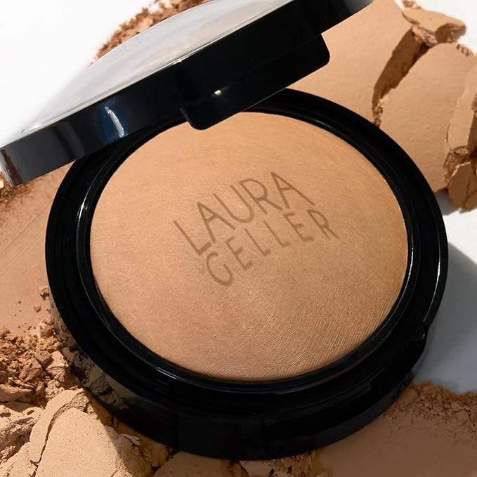 LAURA GELLER NEW YORK Baked Double Take Powder Foundation - Golden Medium - Buildable Medium to Full Coverage - Matte Finish