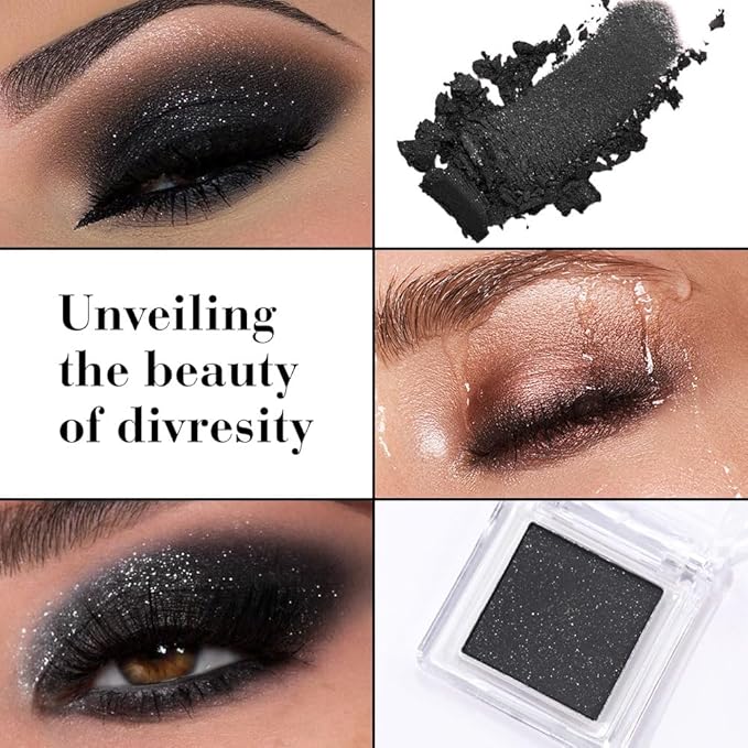 Matte Single Eye Shadow Palette Makeup, Matte Black Shimmer Monochrome Eyeshadow For Old Women, Pigmented Waterproof Sombras Para Ojos, Vegan, Talc, Paraben & Cruelty Free, 04