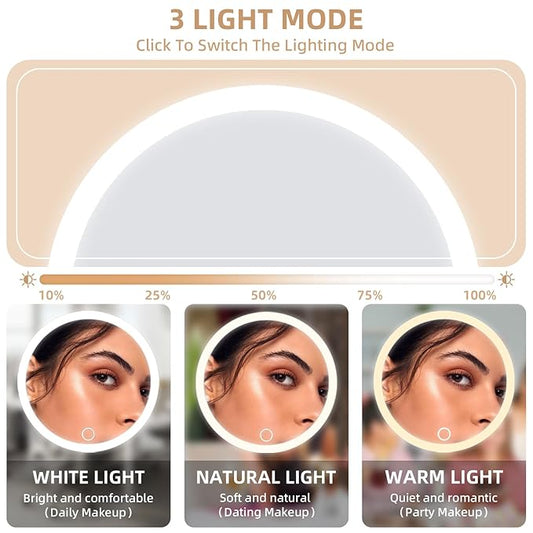 30X Magnifying Mirror with Lights, 6inch Makeup Magnified Mirror 30X Lighted Travel Magnification with 3 Suction Cups and 360° Adjustable Stand- Includes Tweezers & Scissors