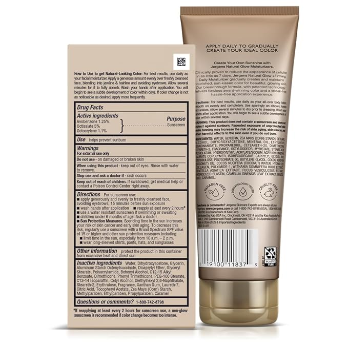 Jergens Natural Gradual Glow Bundle Pack: Daily Moisturizer +Firming 7.5fl oz and SPF20 Face Moisturizer 2fl oz, Fair to Medium