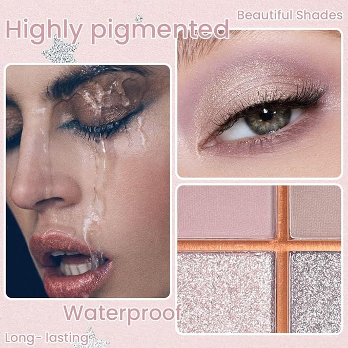 9 Colors Blue Smoky Matte Shimmer Eyeshadow Palette for Eye Makeup,High Pigmented Brown Purple Eye Shadow Primers Powder Palet de sombras de ojos