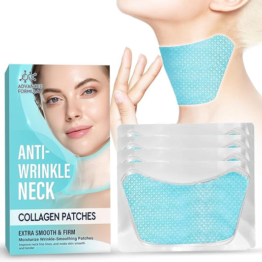 Neck Anti Wrinkle Patches, Natural Collagen Masks- Smoothing Wrinkles and Fine Lines, Moisturizing & Firming Pads for Tightening Skin, Invisible for Double Chin Neck Jowls, 5pcs