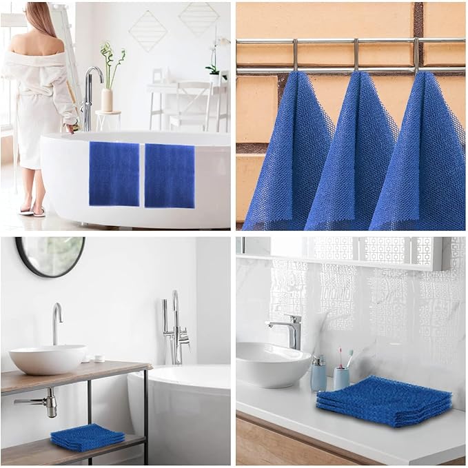 3 Pieces African Bath Sponge African Net Long Net Bath Sponge Exfoliating Shower Body Scrubber Back Scrubber Skin Smoother,Great for Daily Use (Blue)