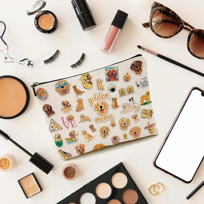 Birthday Gifts for Teenage Girls, Golden Retriever Makeup Bag, Dog Lovers Gifts for Girls Women, Golden Retriever Gifts for Christmas for Her, Sister, Daughter, Women