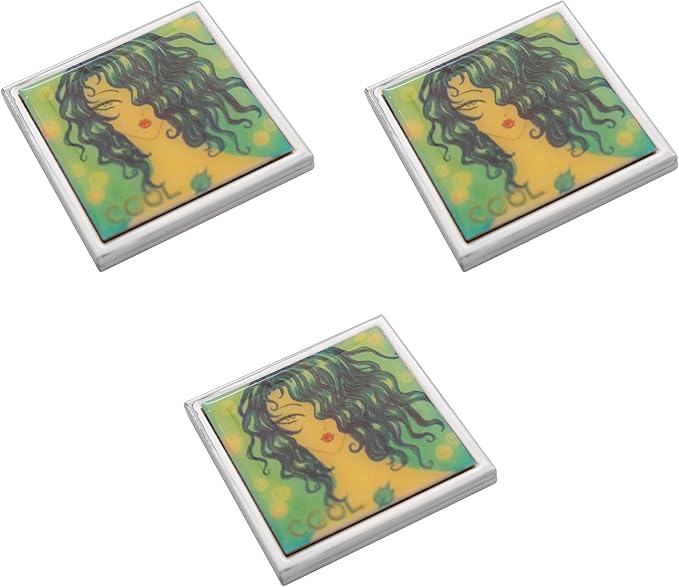Stephanie Imports Set of 3 Double Sided Magnifying Compact Slim Mirrors with Printed Insert (Anime Cool, Square)