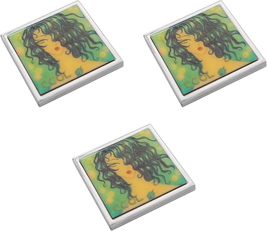 Stephanie Imports Set of 3 Double Sided Magnifying Compact Slim Mirrors with Printed Insert (Anime Cool, Square)
