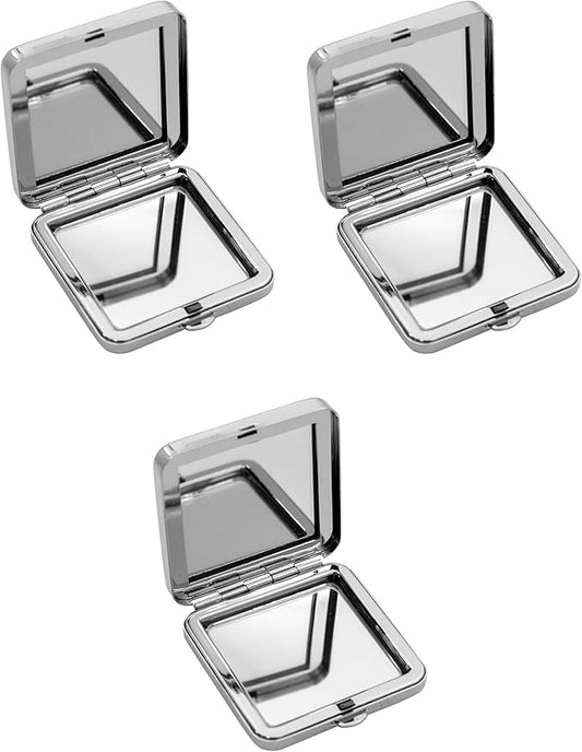 Stephanie Imports Set of 3 Double Sided Magnifying Compact Slim Mirrors (Sky Blue & Rhinestone Butterfly, Square)