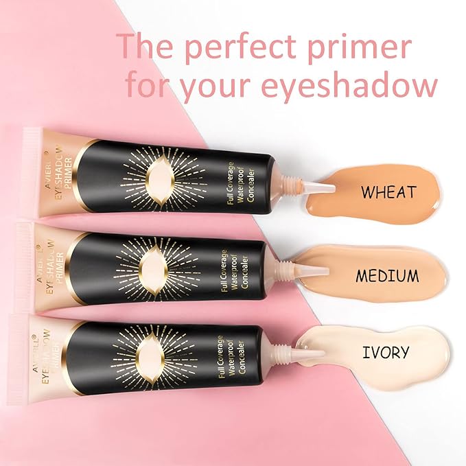 Eyeshadow Primer,Eye Primer,Makeup Primer Long Lasting Cream Eyeshadow Base,Primer Face Makeup,Full Coverage Waterproof Concealer 1 Pens -0.40 fl oz (01_IVORY)
