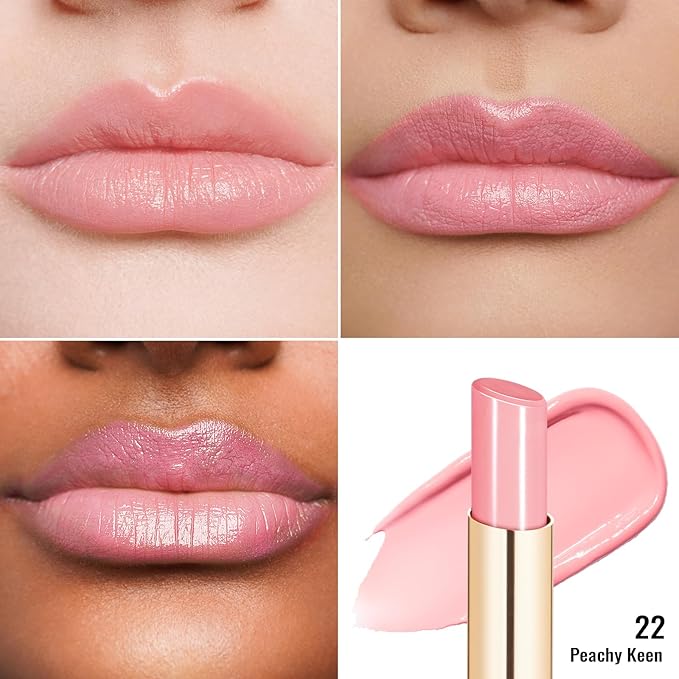 Oulac Shine Pink Lipstick for Women, 2 in 1 Glossy Light Pink Tinted Lip Balm, Hydrating Lipstick for Dry Lips, Moisture Shine Juicy Finish Vegan 2.2g/0.07oz (22)