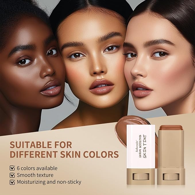 Beauty Balm Serum Boosted Skin Tint, Foundation Stick Solid Tinted Moisturizing Serum Contour Stick for Face Makeup, Buildable Medium-to-Full Coverage, Natural Finish (#06, 1 Count)