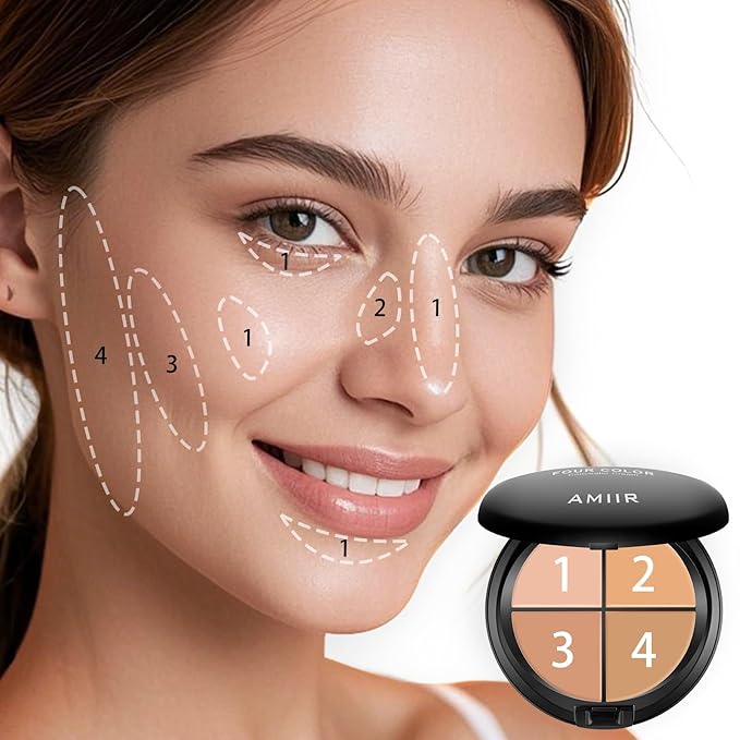 AMIIR Color Correcting Concealer Cream Full Coverage Flawless Face Contour Palette Professional Makeup, Light to Medium