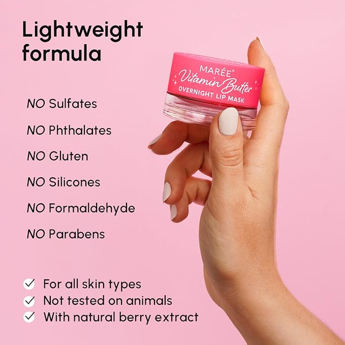 MAREE Lip Moisturizer Sleeping Mask Overnight - Moisturizing Lips Butter Balm with Hyaluronic Acid - For Very Dry Lips Care - Hidratante de Labios Care Products