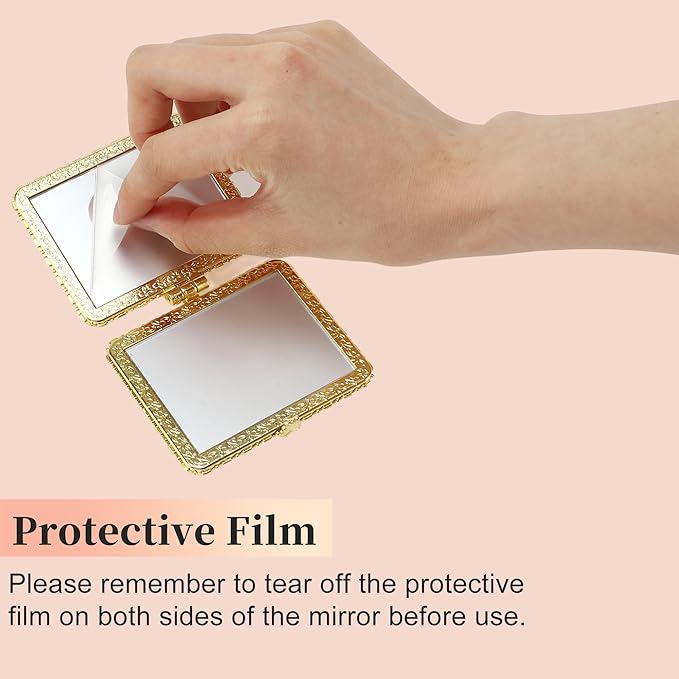 VOCOSTE Compact Mirror for Purses, Flower Pocket Square Mini, Floral Small for Purse, Vintage Folding Travel Portable for Women, White