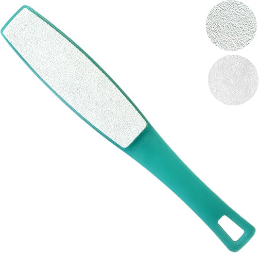 1 ALAZCO Double Sided Foot File Pumice Ergonomic Handle Scrubber Immediate Result Smooth Feet Heel Scraper Exfoliate Buffer Dead Skin Callus Corn Emery Fine & Coarse Pedicure Tool