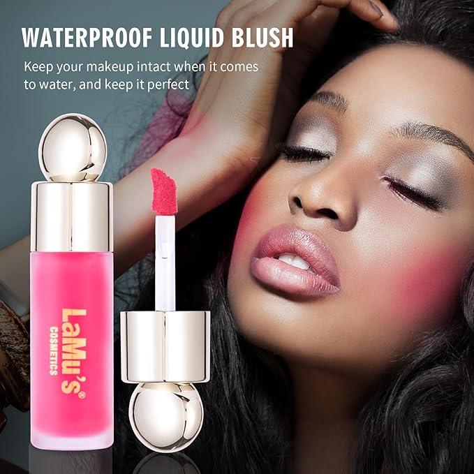 LaMu'S COSMETICS Soft Pinch Weightless Liquid Blush, Long-Lasting Beauty Natural Waterproof Face Liquid Blush For All-Day Wear (Lucky-Hot Pink, 0.25fl.oz/7.5ml)