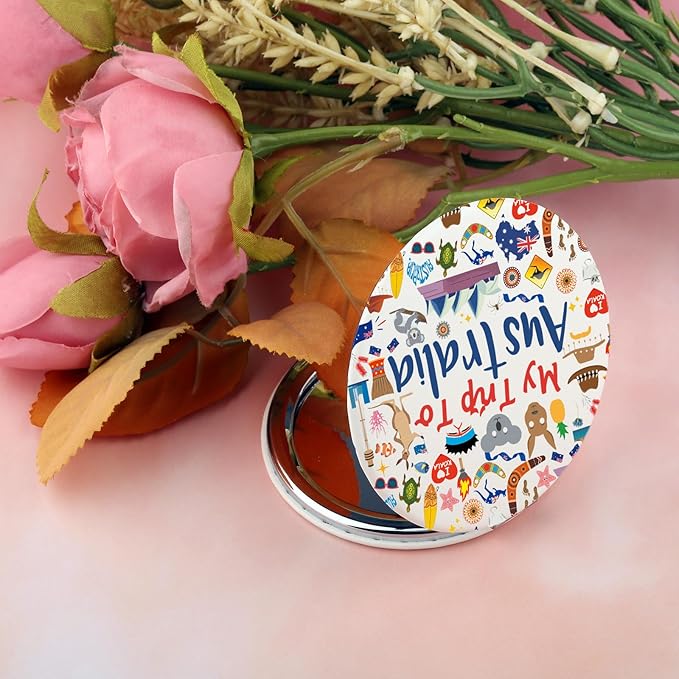 BEKECH Australia Travel Gifts My Trip to Australia Travel Makeup Mirror Australia Lover Gift Australia Vacation Pocket Mirror