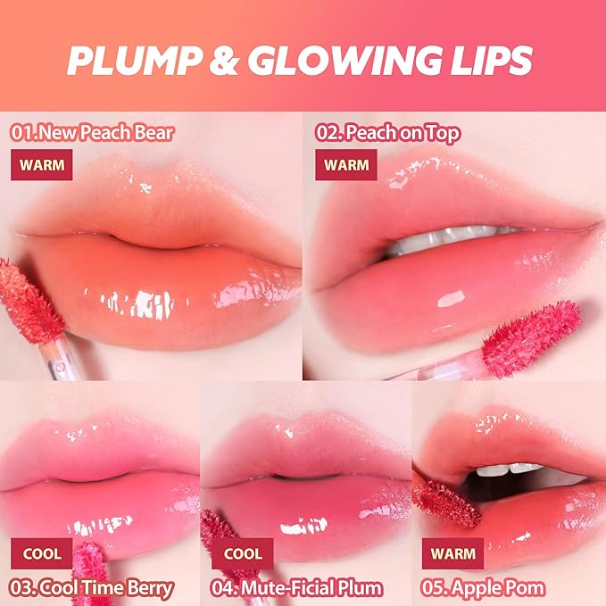 MILKTOUCH Jelly Lip Glow Tint - Hydrating Lip Gloss with Long-Lasting Moisture, Lip Stain, Lightweight, Radiant Shine, Perfect for Daily Use, Korean Lip Oil (07 Autumn Peach)