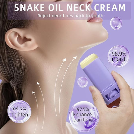 Neck Firming Stick - Instant Lifting & Tightening Cream for Double Chin Reduction, Anti-Aging Neck Care Treatment with Hyaluronic Acid & Collagen Boost, Cruelty-Free Wrinkle Smoothing Stick